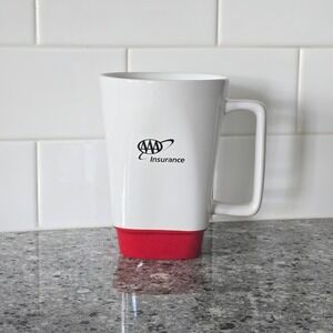 AAA Insurance Coffee Mug White Red Base Square‎ Bottom Ceramic Cup 18oz